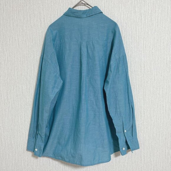 Sela Linen Cotton Long Sleeve Shirt Blue - Picture 4 of 7